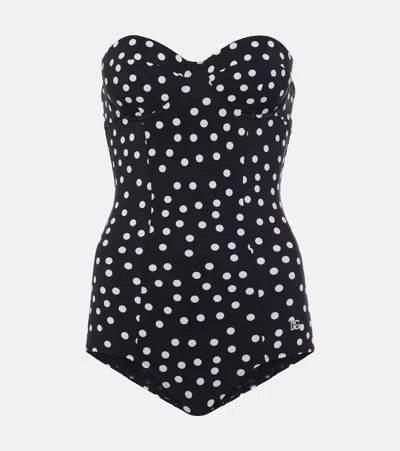 Dolce & Gabbana Polka-dot Swimsuit In Black