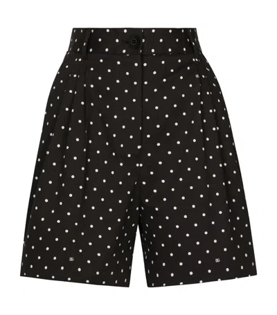 Dolce & Gabbana Pleated Polka-dot Cotton-blend Twill Shorts In Pois