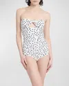 Dolce & Gabbana Polka-dot Strapless One-piece Swimsuit In Pois Nero Fdobianco