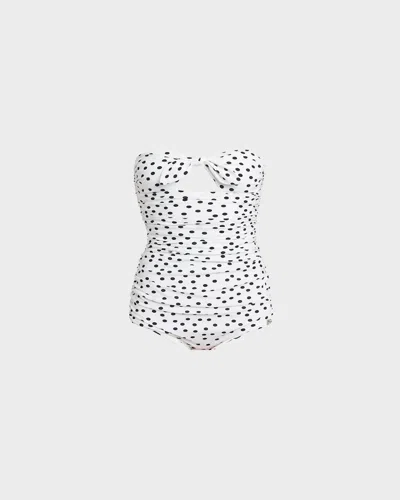 Dolce & Gabbana Polka Dots One-piece Swimsuit In Pois Nero Fdobianco