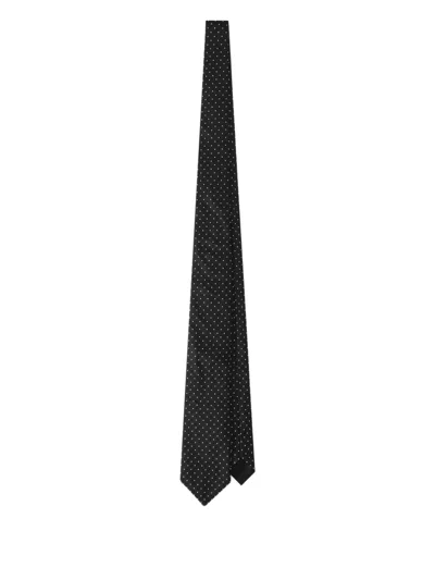 Dolce & Gabbana Silk Tie Polka Dot Slim Design In Black