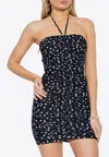 Dolce & Gabbana Mini Black Draped Dress With Polka Dots Print In Black