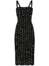 Dolce & Gabbana Polka Dot Print Draped Tulle Midi Dress
