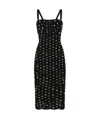 Dolce & Gabbana Polka Dot Print Draped Tulle Midi Dress In Black