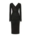 Dolce & Gabbana Tulle Calf-length Dress With Draping And Polka-dot Print In Black