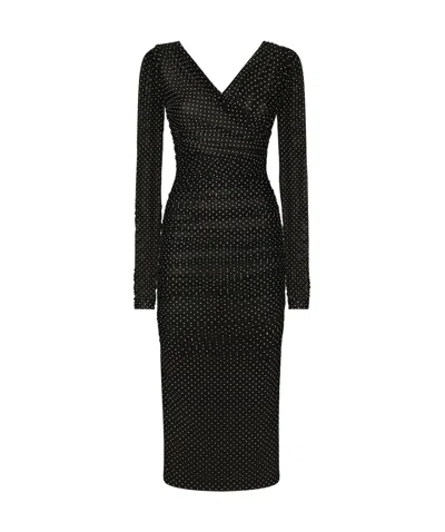 DOLCE & GABBANA DOLCE  GABBANA POLKA-DOT PRINTED MIDI TULLE DRESS
