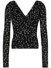 Dolce & Gabbana Polka Dot Draped Top With In Black