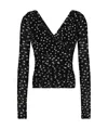 Dolce & Gabbana Stretch Tulle Top With Crossover Neckline And Polka Dot Print In Black