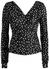 Dolce & Gabbana Stretch Tulle Top With Crossover Neckline And Polka Dot Print In Black And White