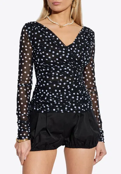 DOLCE & GABBANA POLKA DOT TULLE WRAP TOP