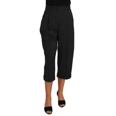 Dolce & Gabbana Polka Dot Virgin Wool Trousers In Black