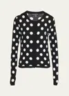 Dolce & Gabbana Polka Dot Wool Blend Cardigan In Black