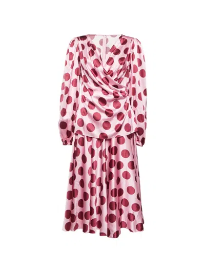Pre-owned Dolce & Gabbana Polka Dot-print Blouse And Skirt Set In Pink