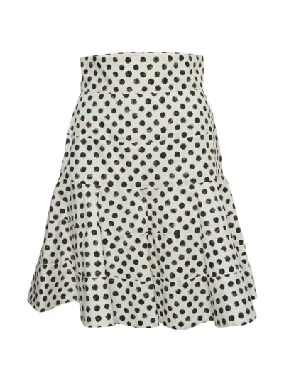 Pre-owned Dolce & Gabbana Polka Dot-print Flared Skirt In Neutral
