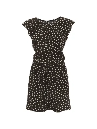 Pre-owned Dolce & Gabbana Polka Dot-print Mini Playsuit In Black
