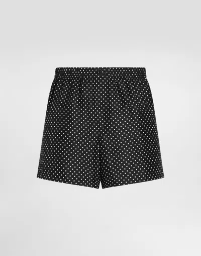 Dolce & Gabbana Polka Dot-print Silk Twill Boxer Shorts In Multicolor