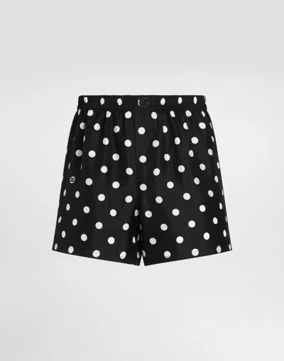 Dolce & Gabbana Polka Dot-print Silk Twill Boxer Shorts In Multicolor