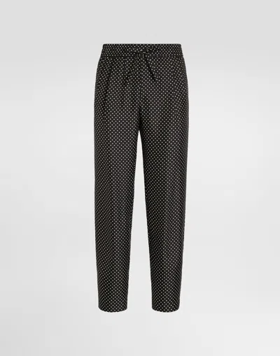 Dolce & Gabbana Polka Dot-print Silk Twill Trousers In Animal Print
