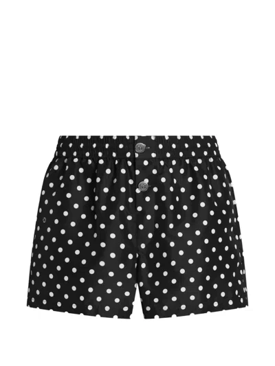 Dolce & Gabbana Polka Dot-print Swim Boxer Shorts In Black