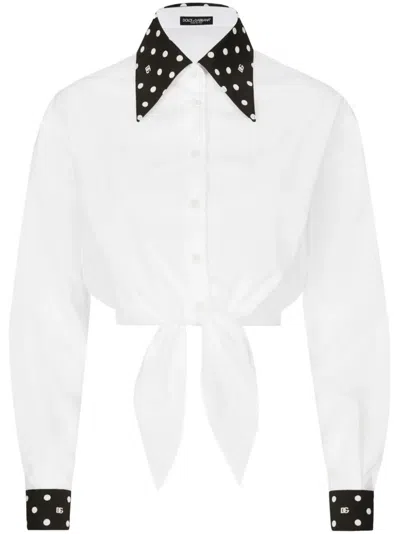 Dolce & Gabbana Polka Dots Collar Shirt In White