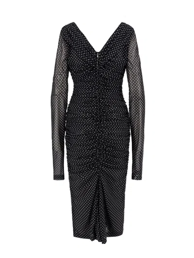 DOLCE & GABBANA POLKA-DOTS DRESS WITH DRAPERY