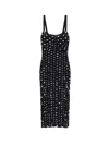 Dolce & Gabbana Polka Dot Print Draped Tulle Midi Dress