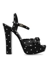 Dolce & Gabbana Polka Dot Satin Platform Sandals In Black