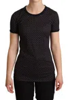 Dolce & Gabbana Black Dotted Crewneck Cotton Top T-shirt