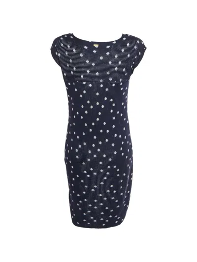 Pre-owned Dolce & Gabbana Polka-dot Cowl-neck Midi Dress In Blue