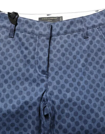 Dolce & Gabbana Polka-dot Denim Capri Pants In Blue
