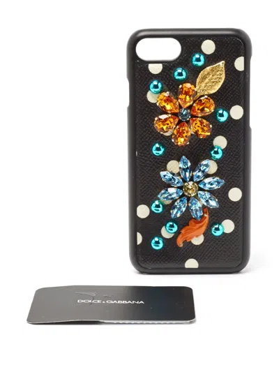 Pre-owned Dolce & Gabbana Polka-dot Iphone 7 Case In Black