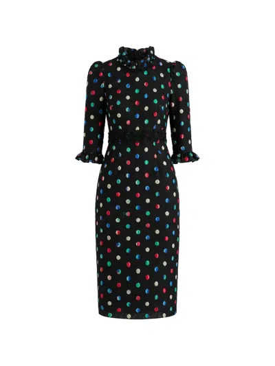 Dolce & Gabbana Multicolor Polka Dot Cotton Dress In Black