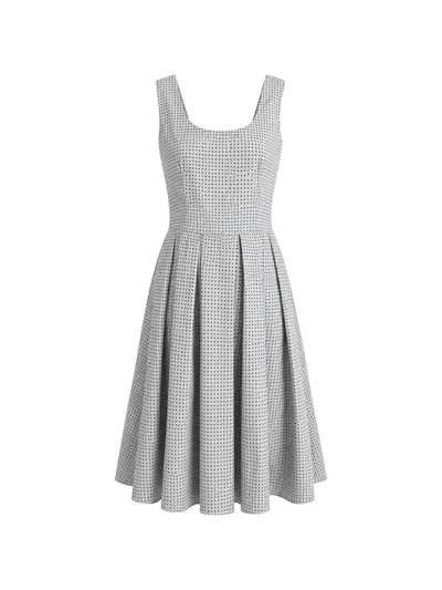 Dolce & Gabbana Polka-dotted Cotton A-line Dress In Gray