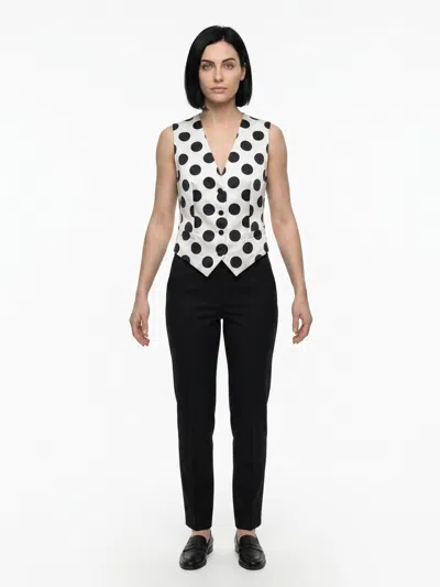 Dolce & Gabbana Polka-dot Silk Blend Waistcoat In White