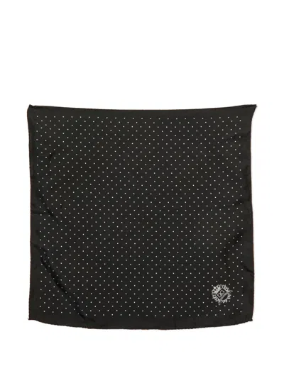 Pre-owned Dolce & Gabbana Polka-dot Silk Pocket Square In Black