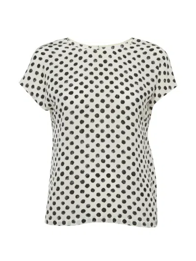 Pre-owned Dolce & Gabbana Polka-dot Silk Top In White