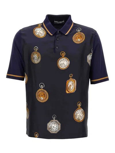 Dolce & Gabbana Orologi Polo Shirt In Blue