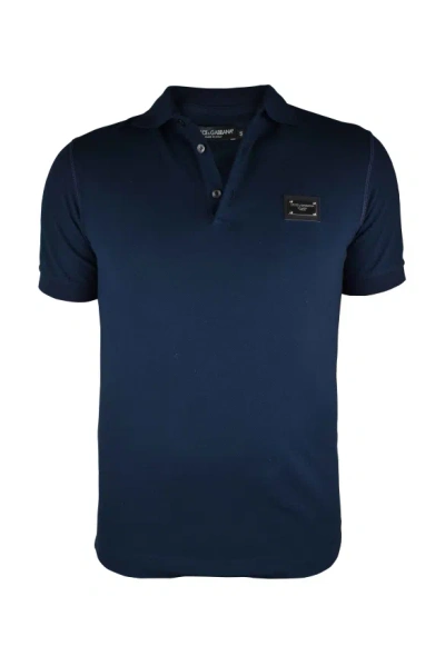 Dolce & Gabbana Cotton Pique Polo Shirt In Blue