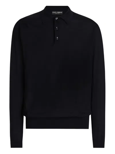 Dolce & Gabbana Polo-collar Cashmere Sweater In Black