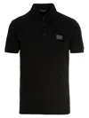 Dolce & Gabbana Dark Gray Logo Plaque Cotton Men Polo Shirt T-shirt In Black