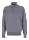 Dolce & Gabbana Grey Polo Shirt With Classic Collar And Tonal Logo Embroidery On The Front In Wool Man In Gray