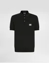 Dolce & Gabbana Dark Gray Logo Plaque Cotton Men Polo Shirt T-shirt In Black