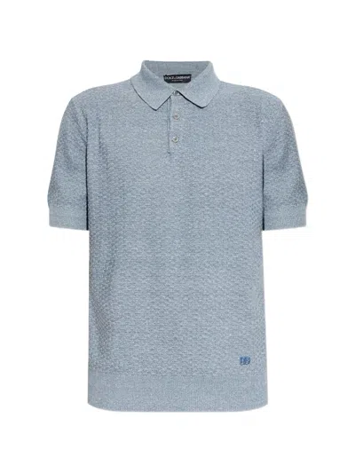 Dolce & Gabbana Polo Neck Mini Jumper For Men In Blue