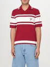 Dolce & Gabbana Red Polo With Striped Motif And Logo Embroidered On The Front In Burgundy