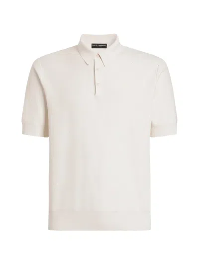 Dolce & Gabbana Polo Shirt In Fine-gauge Silk In Neutral