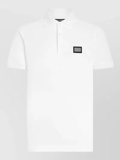 Dolce & Gabbana Polo Shirt Straight Cut Collar Short Sleeves In White