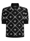 Dolce & Gabbana Men Wool And Silk Polo Shirt With Logo Monogram In Black