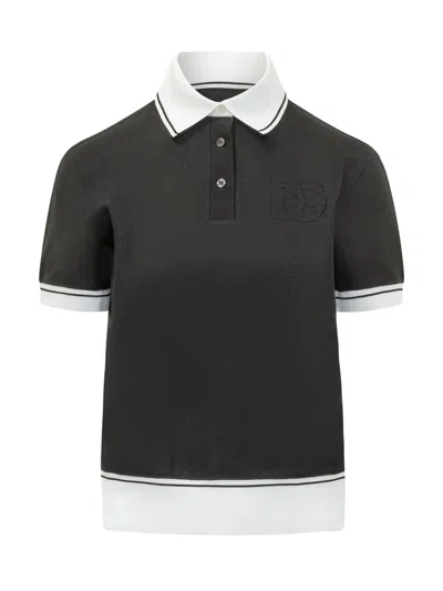Dolce & Gabbana Polo Sleeves Cut With Stylish Collar In Black