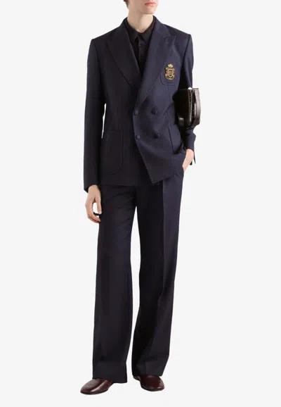 Dolce & Gabbana Polo T-shirt With Logo-patch In Blue