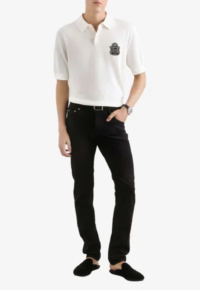 Dolce & Gabbana Polo T-shirt With Logo-patch In White